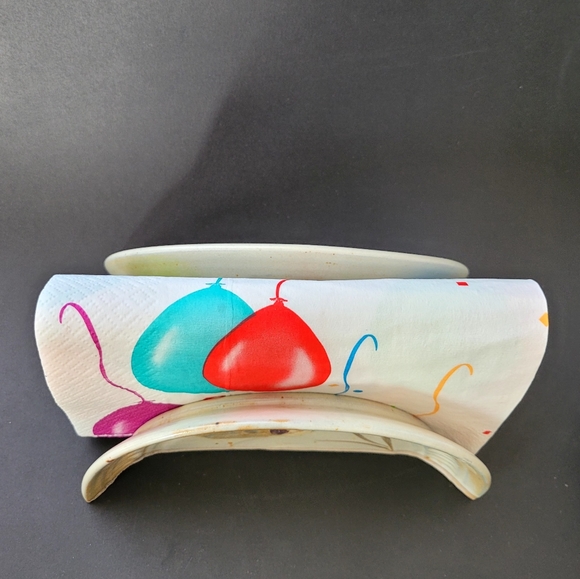 VTG Hand Painted Pottery Letter holder, Napkin Holder, Stationary Organizer - Picture 2 of 10